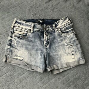 Silver Jeans Faded Blue Jean Shorts